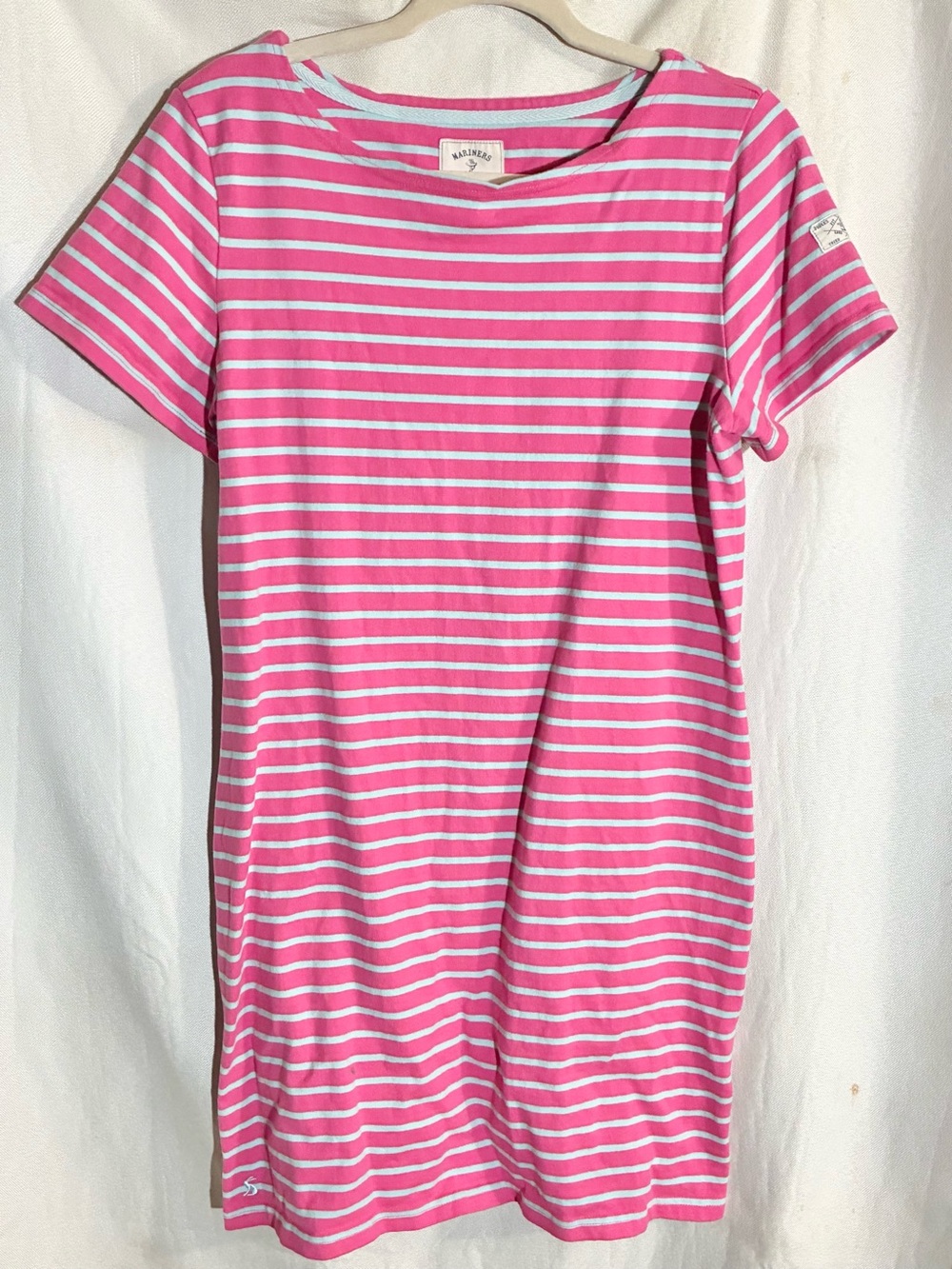 Joules Striped Jersey Knit Shirt Dress Sz 10 Embroidered Logo Mariners Grade